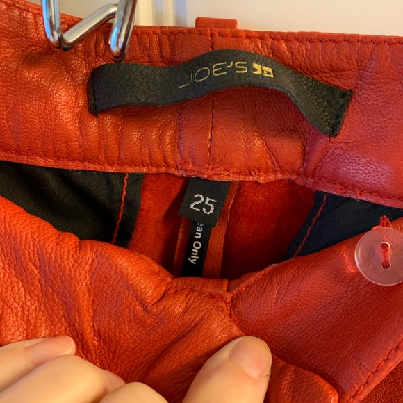 Joes Jeans red leather trouser shorts New 25 - Picture 2 of 5